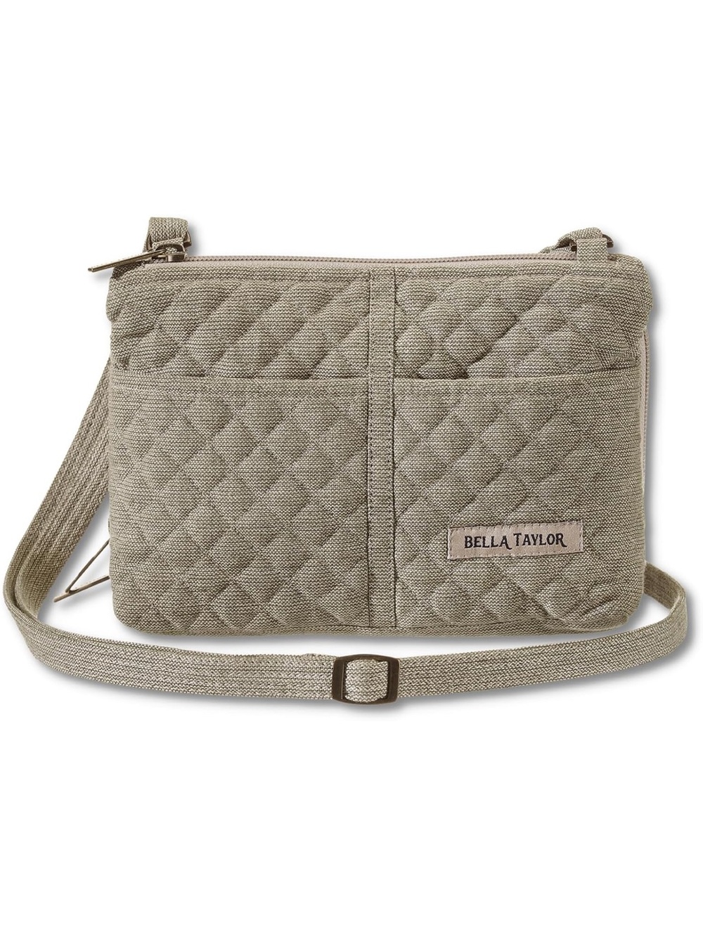 Bella Taylor Quilted Cotton Beige Crossbody Bag
